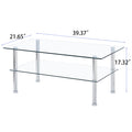 Clear Clear Glass Coffee Table, Tempered Glass