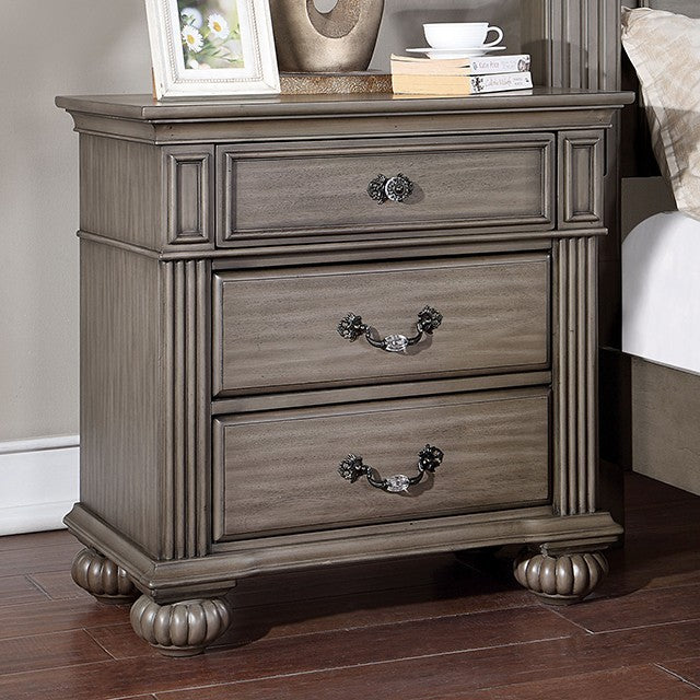 1pc Nightstand Only Traditional Gray Solid wood 3