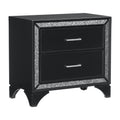 Glamourous Peal Black Metallic Finish 1pc Nightstand black-2 drawers-bedroom-modern-solid wood