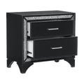 Glamourous Peal Black Metallic Finish 1pc Nightstand black-2 drawers-bedroom-modern-solid wood