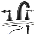 2 Handle Widespread Bathroom Faucet 3 Hole, with Pop matte black-stainless steel