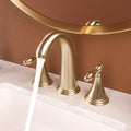 2 Handle Widespread Bathroom Faucet 3 Hole, with Pop gold-stainless steel