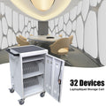 Mobile Charging Cart and Cabinet for Tablets Laptops antique white-steel