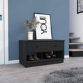 Willamette Rectangle 2 Shelf 2 Drawer Storage Bench black-particle board