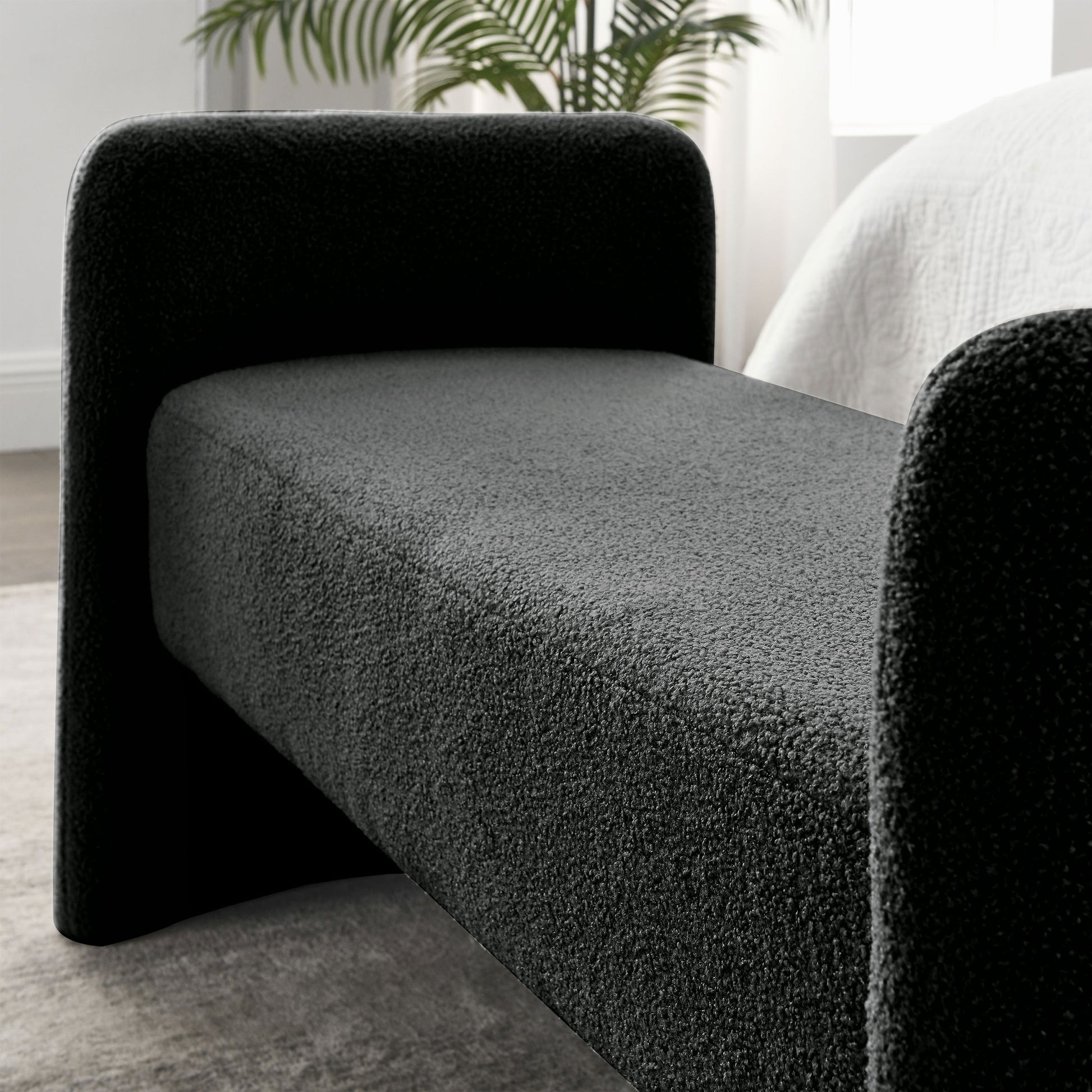 Welike 52" Bench for Bedroom End of Bed Modern black-foam-polyester