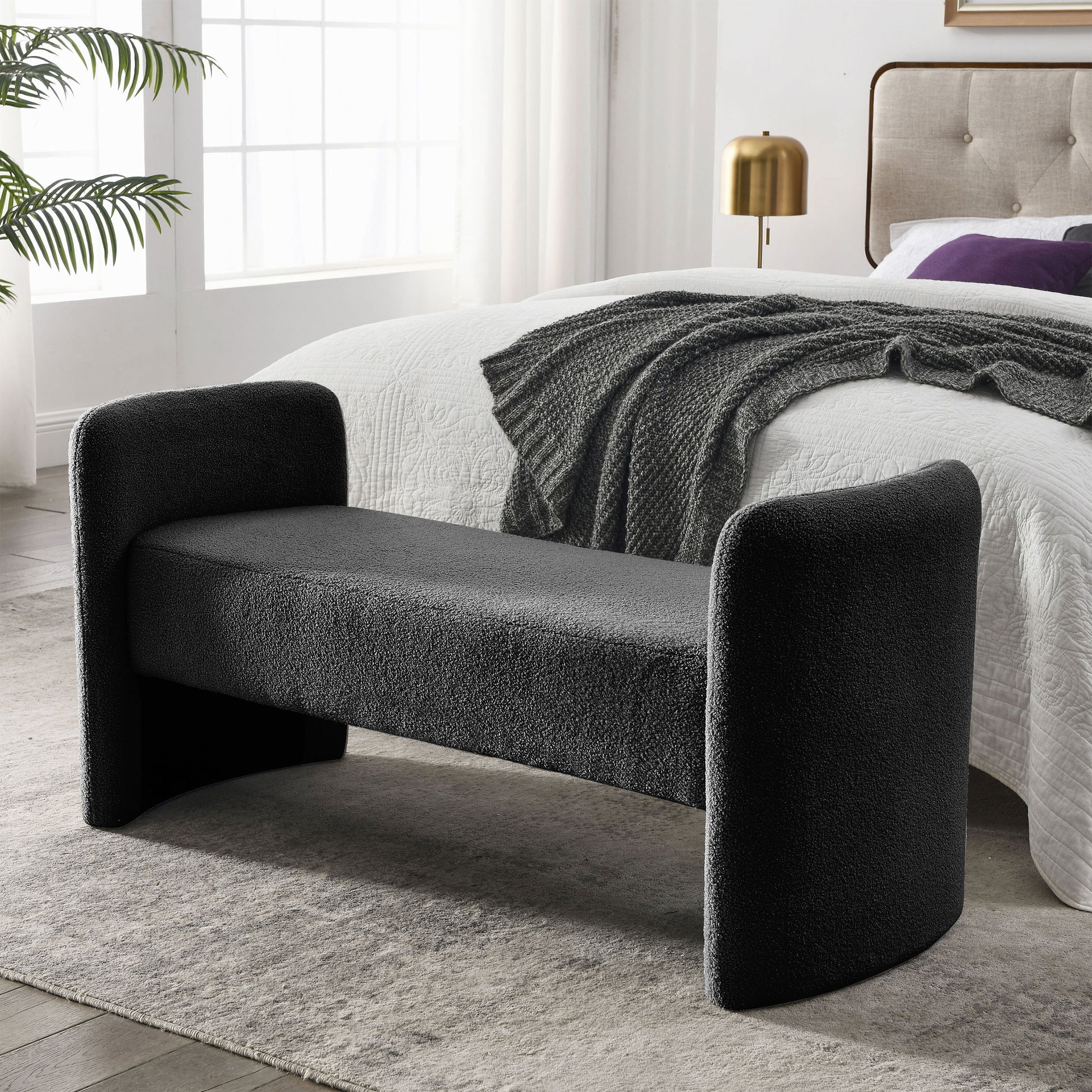 Welike 52" Bench for Bedroom End of Bed Modern black-foam-polyester