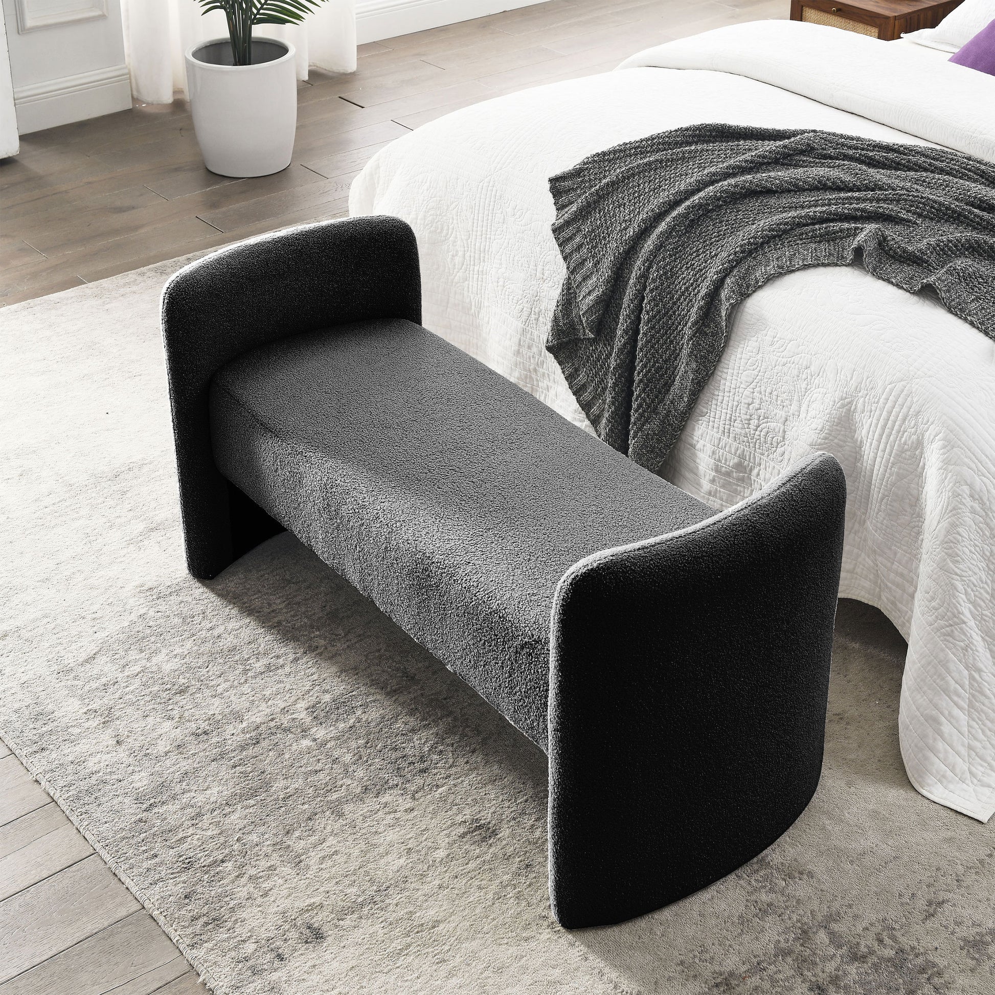 Welike 52" Bench for Bedroom End of Bed Modern black-foam-polyester