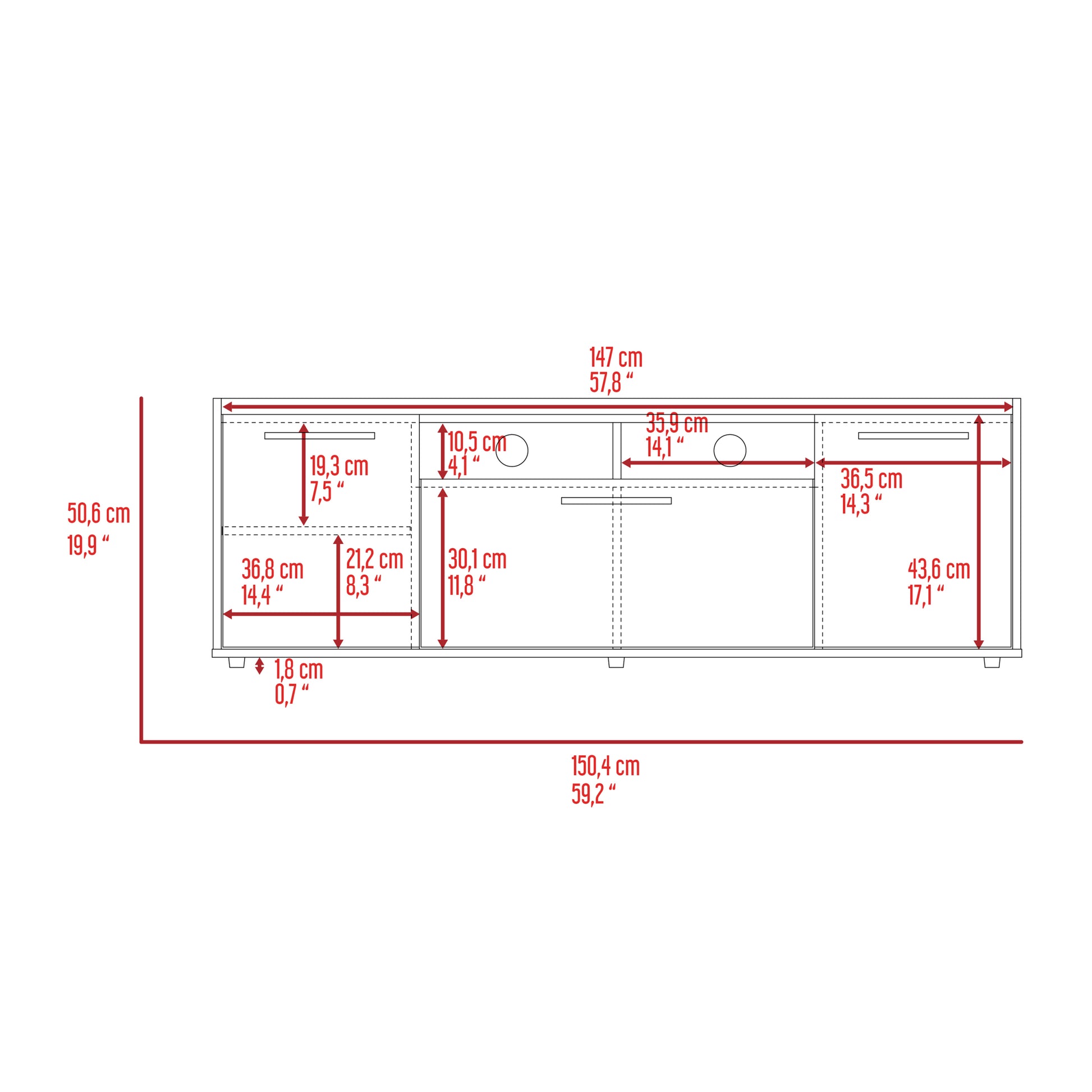 Brock Rectangle 2 Door Tv Stand Dark Walnut