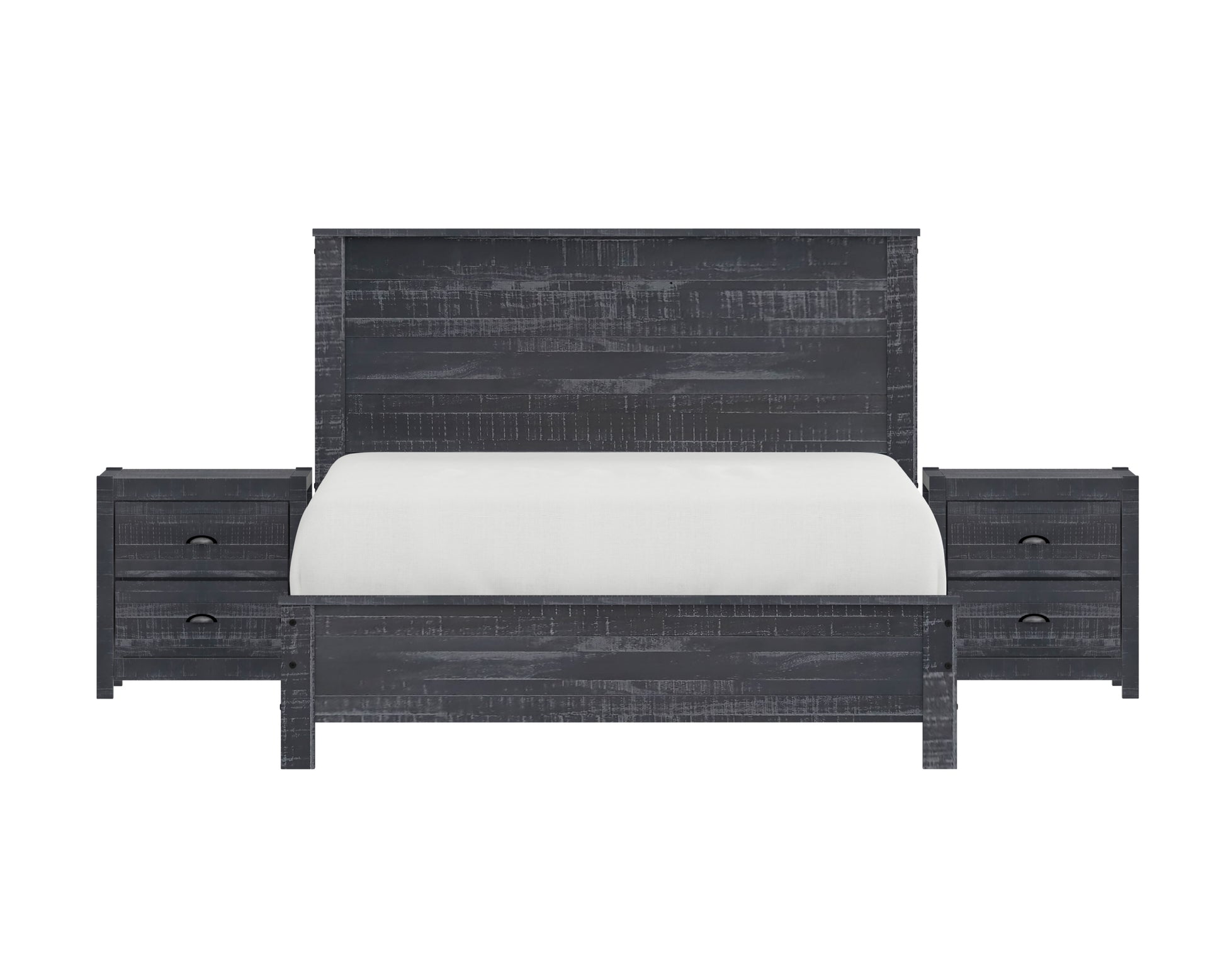 Albany 3 Piece Full Bed Set, Heavy Duty Solid Wood gray-solid wood