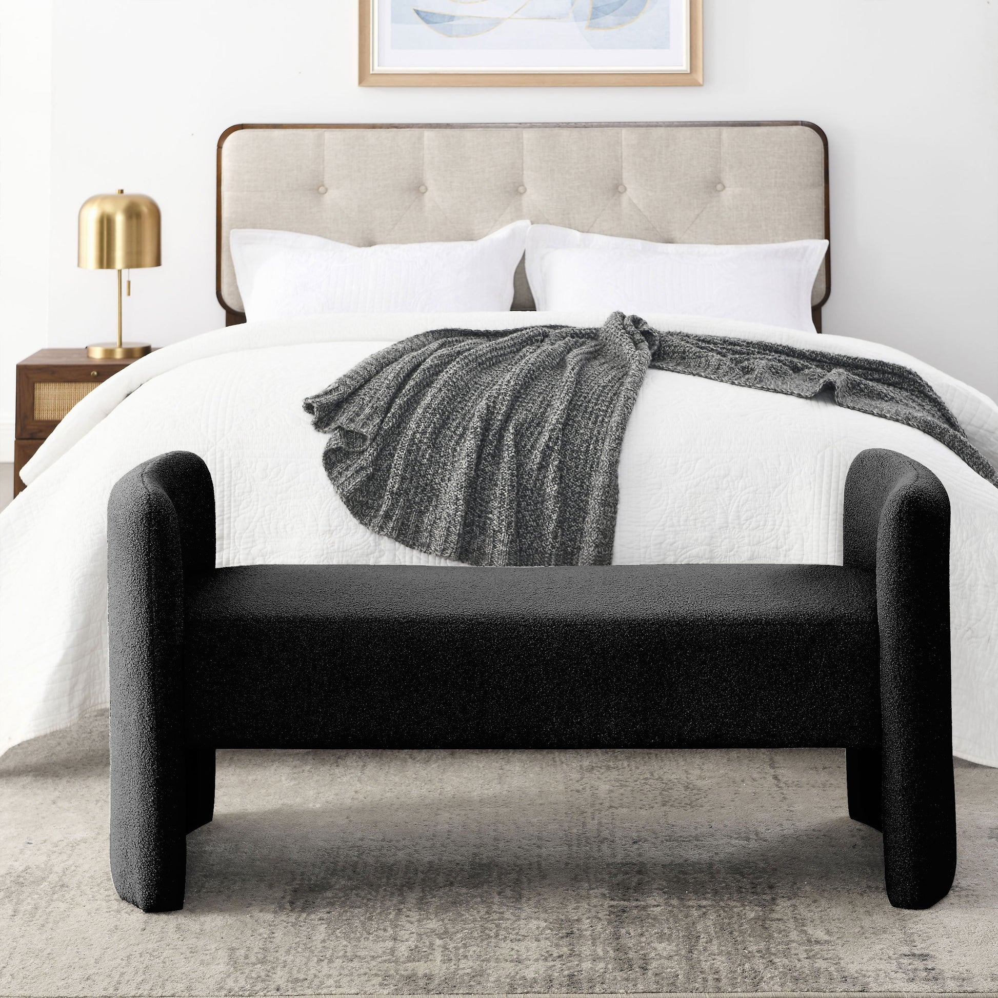 Welike 52" Bench for Bedroom End of Bed Modern black-foam-polyester