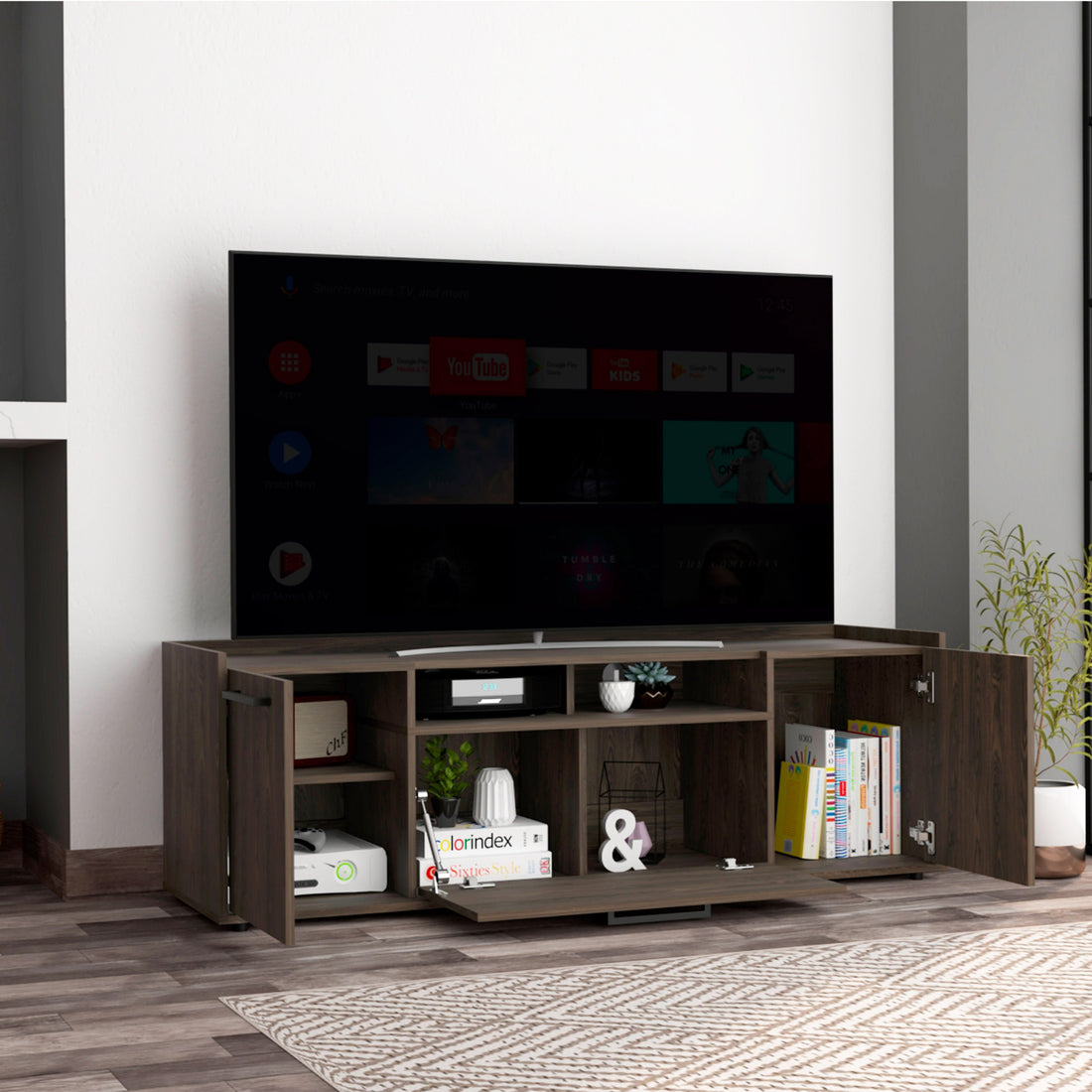 Brock Rectangle 2 Door Tv Stand Dark Walnut