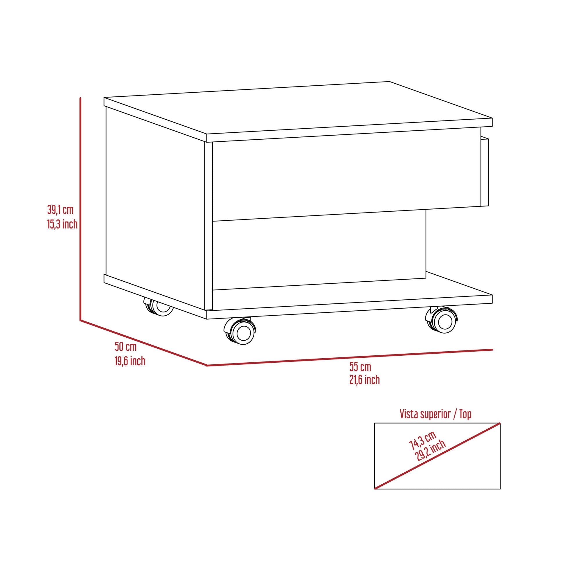 Peterson 1 Drawer 1 Shelf Lift Top Coffee Table White white-particle board