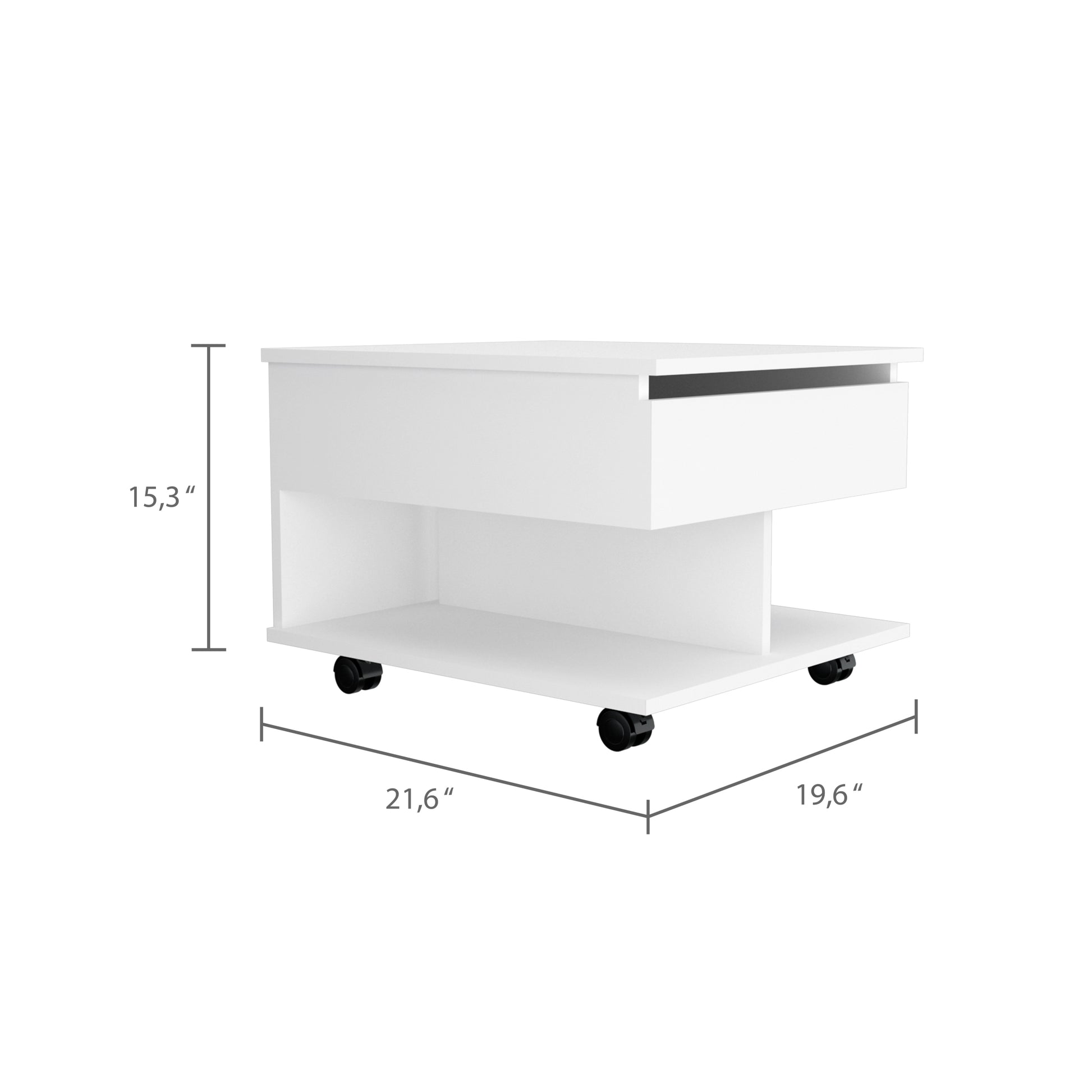 Peterson 1 Drawer 1 Shelf Lift Top Coffee Table White white-particle board