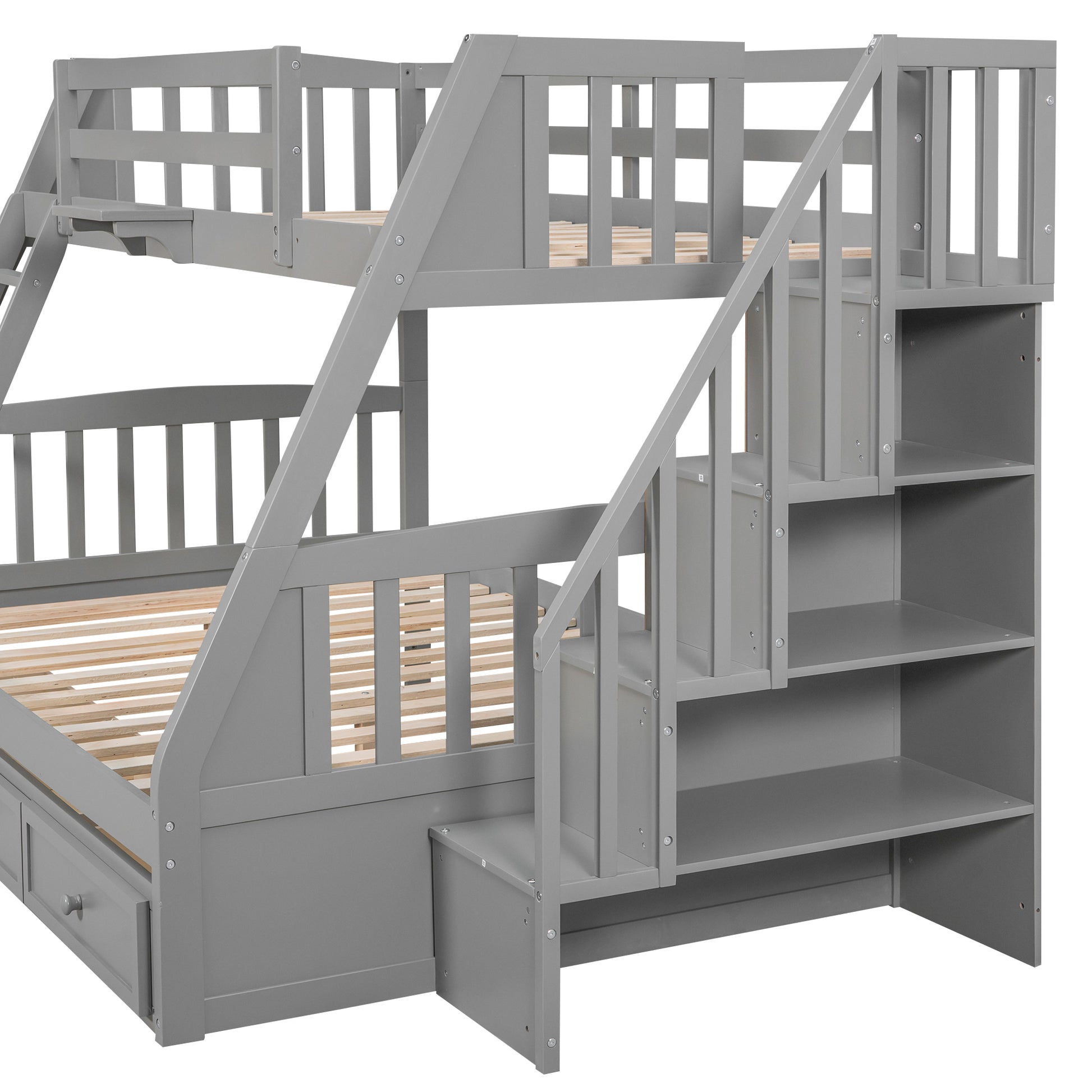 Twin Over Full Bunk Bed With Drawers Ladder And -