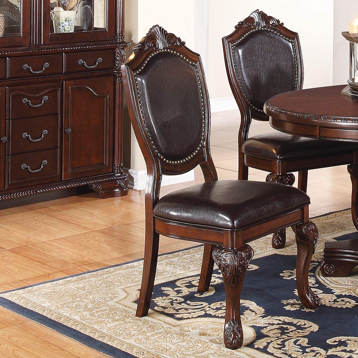 Royal Majestic Formal Set of 2 Side Chairs Brown Color brown-brown-dining room-luxury-traditional-dining