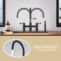 Double Handle Bridge Kitchen Faucet with Side Spray matte black-stainless steel