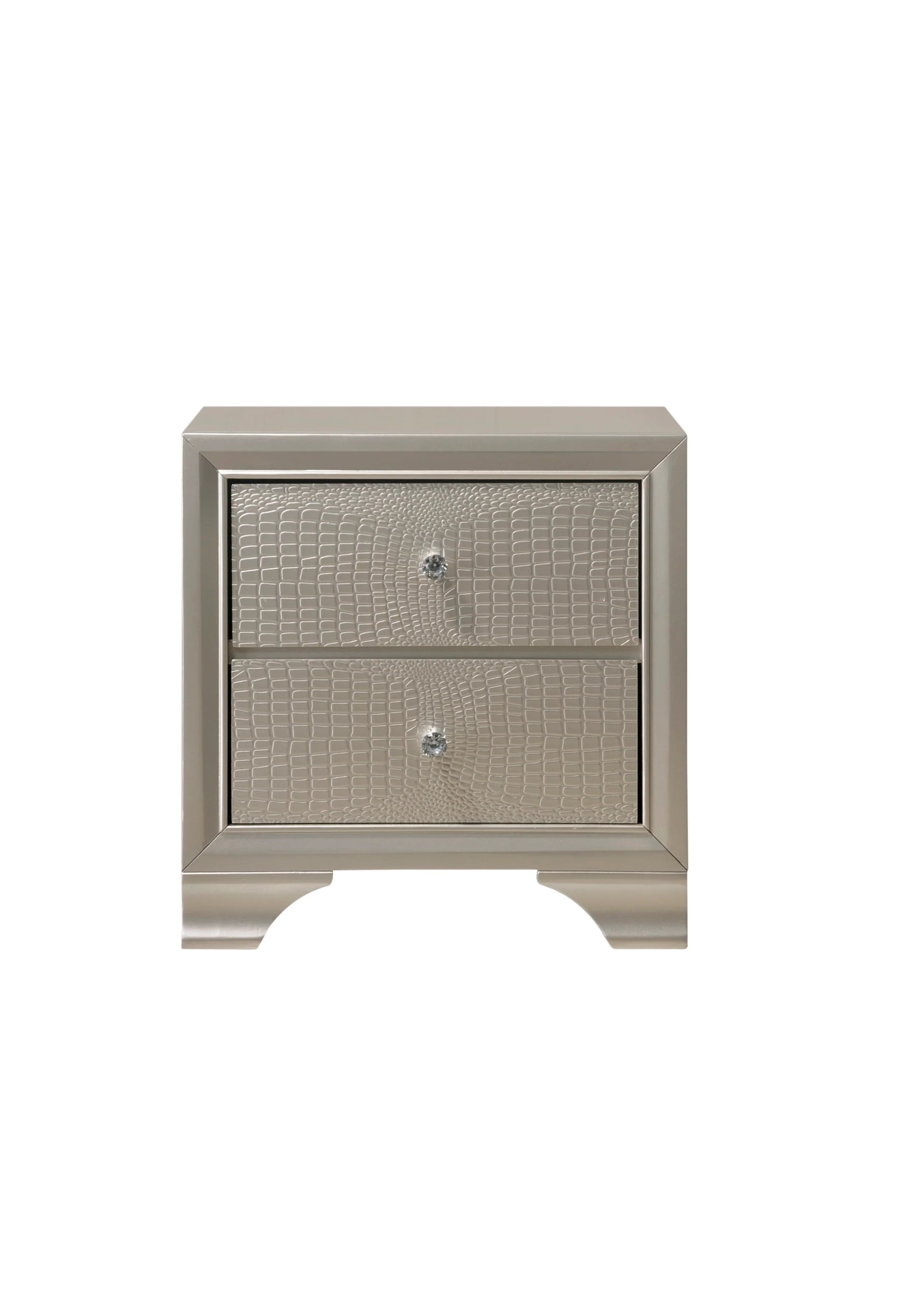 1pc Modern Glam Style Champagne Finish Two Drawer