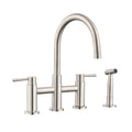 Double Handle Bridge Kitchen Faucet with Side Spray brushed nickel-stainless steel