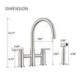 Double Handle Bridge Kitchen Faucet with Side Spray brushed nickel-stainless steel