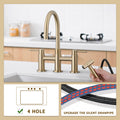 Double Handle Bridge Kitchen Faucet with Side Spray brushed gold-stainless steel