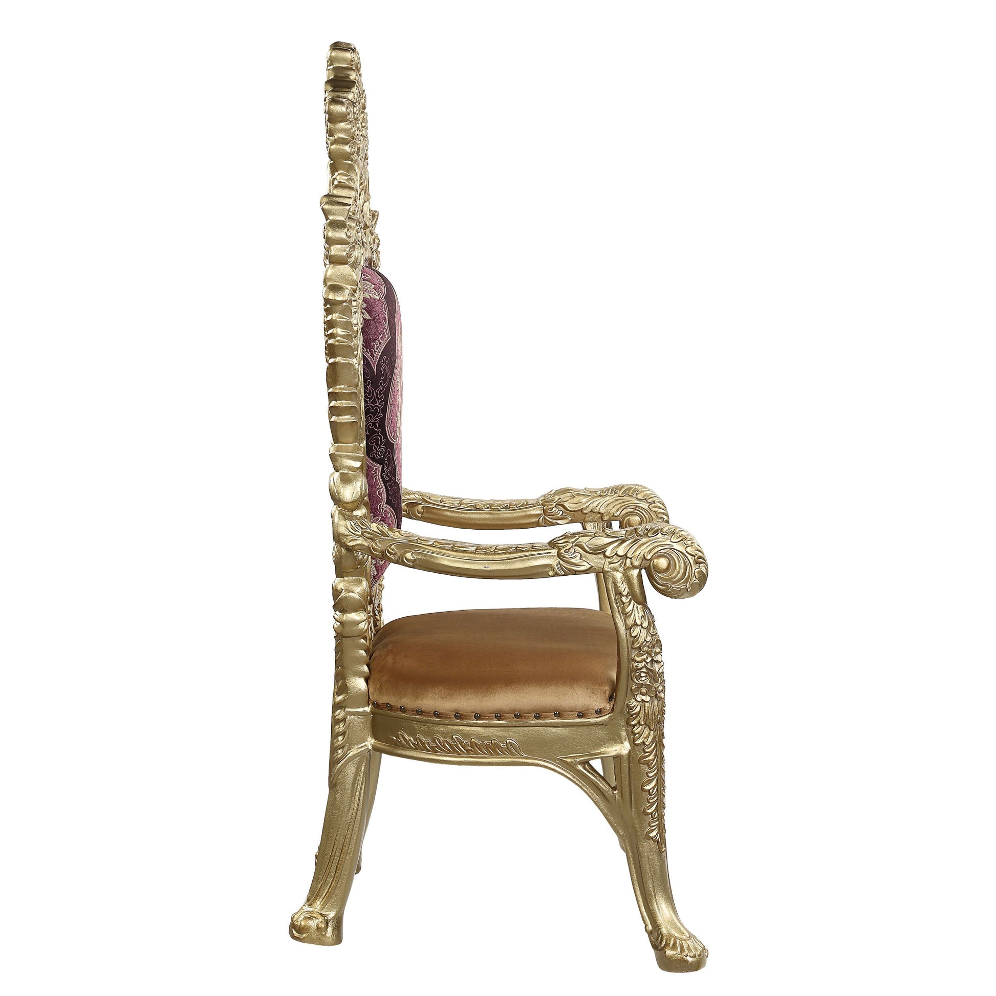 ACME Bernadette ARM CHAIR SET 2 Pattern Fabric & Gold gold-mdf