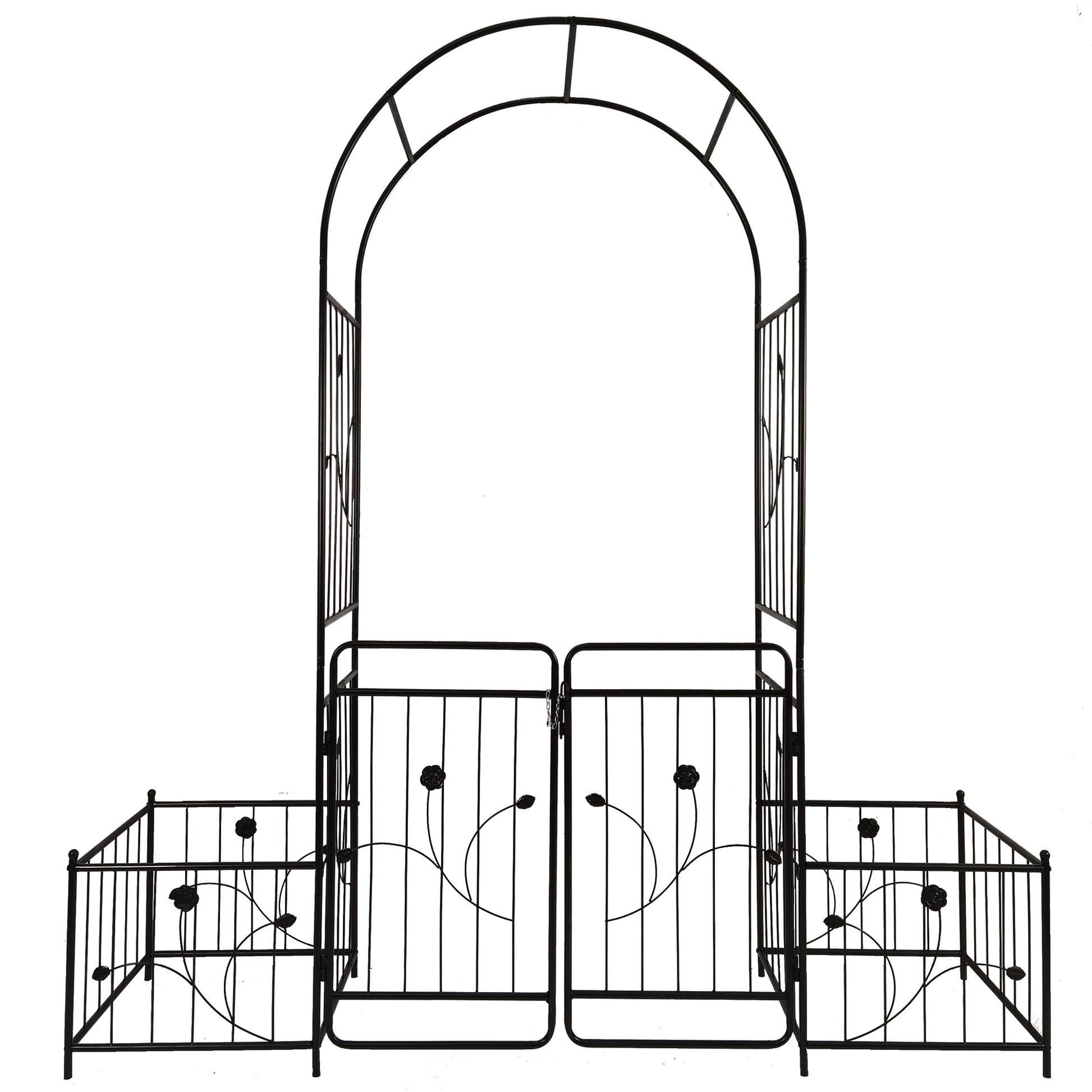 Metal Garden Arch With Gate 79.5'' Wide X 86.6''