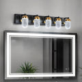 Vanity Lights With 5 LED Bulbs For Bathroom Lighting black-glass