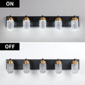 Vanity Lights With 5 LED Bulbs For Bathroom Lighting black-glass