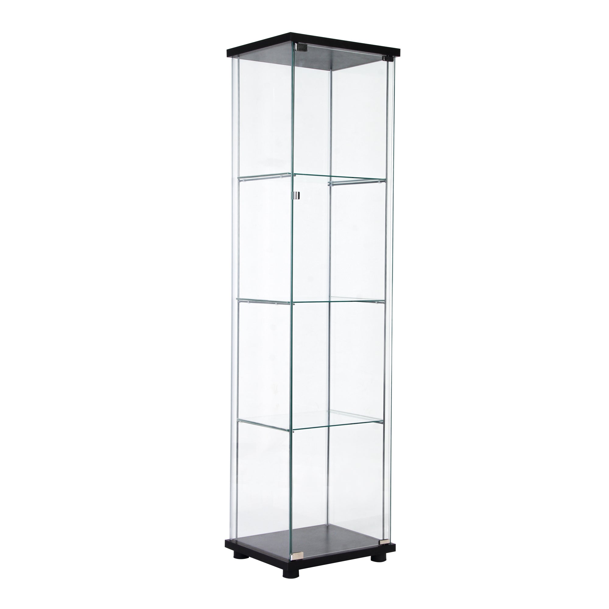 One Door Glass Cabinet Glass Display Cabinet with 4 black-glass