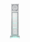 ACME Noralie GRANDFATHER CLOCK W LED Mirrored & Faux silver-glass