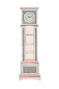 ACME Noralie GRANDFATHER CLOCK W LED Mirrored & Faux silver-glass