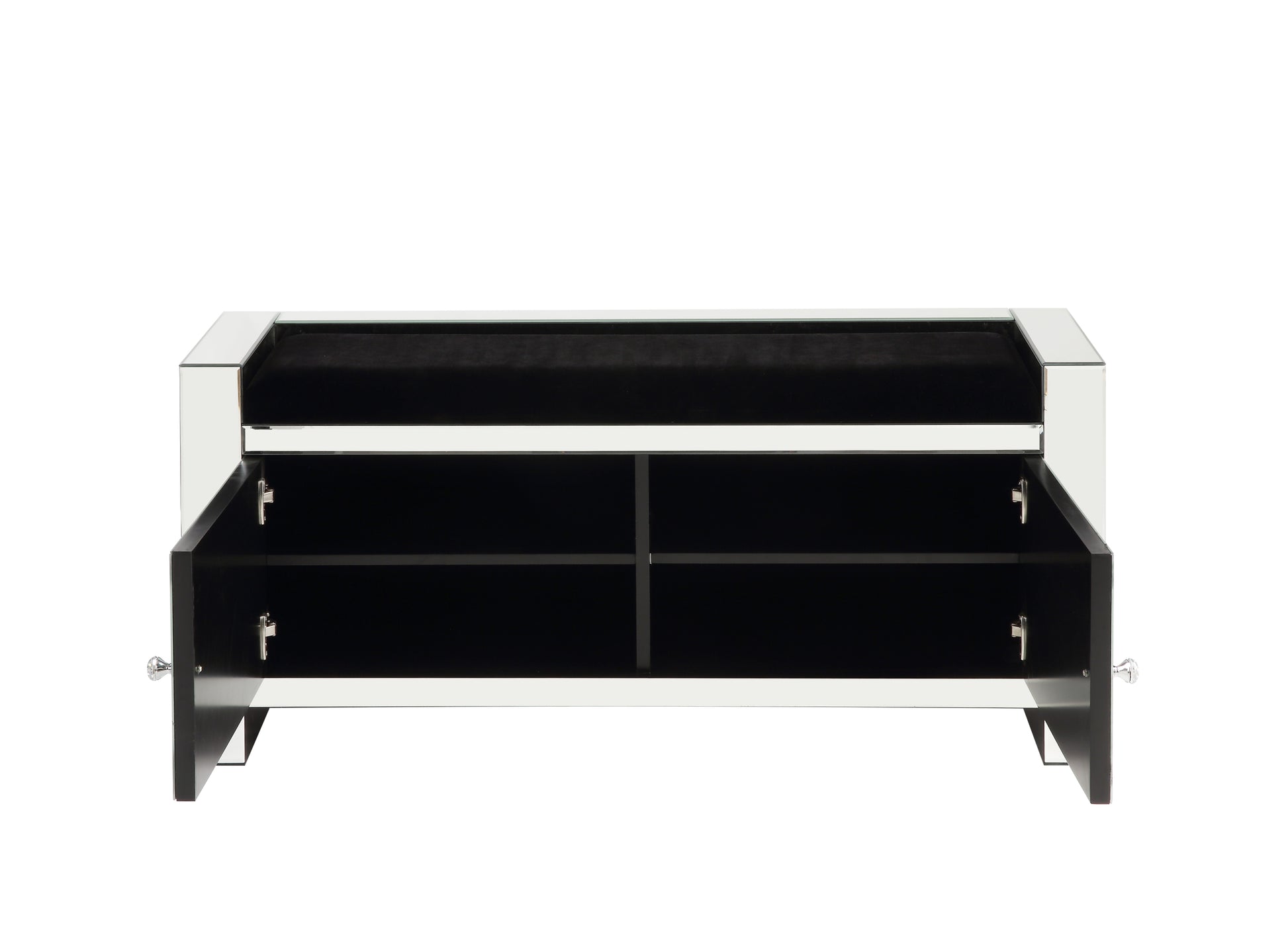 ACME Noralie BENCH W STORAGE Mirrored & Faux Diamonds silver-glass