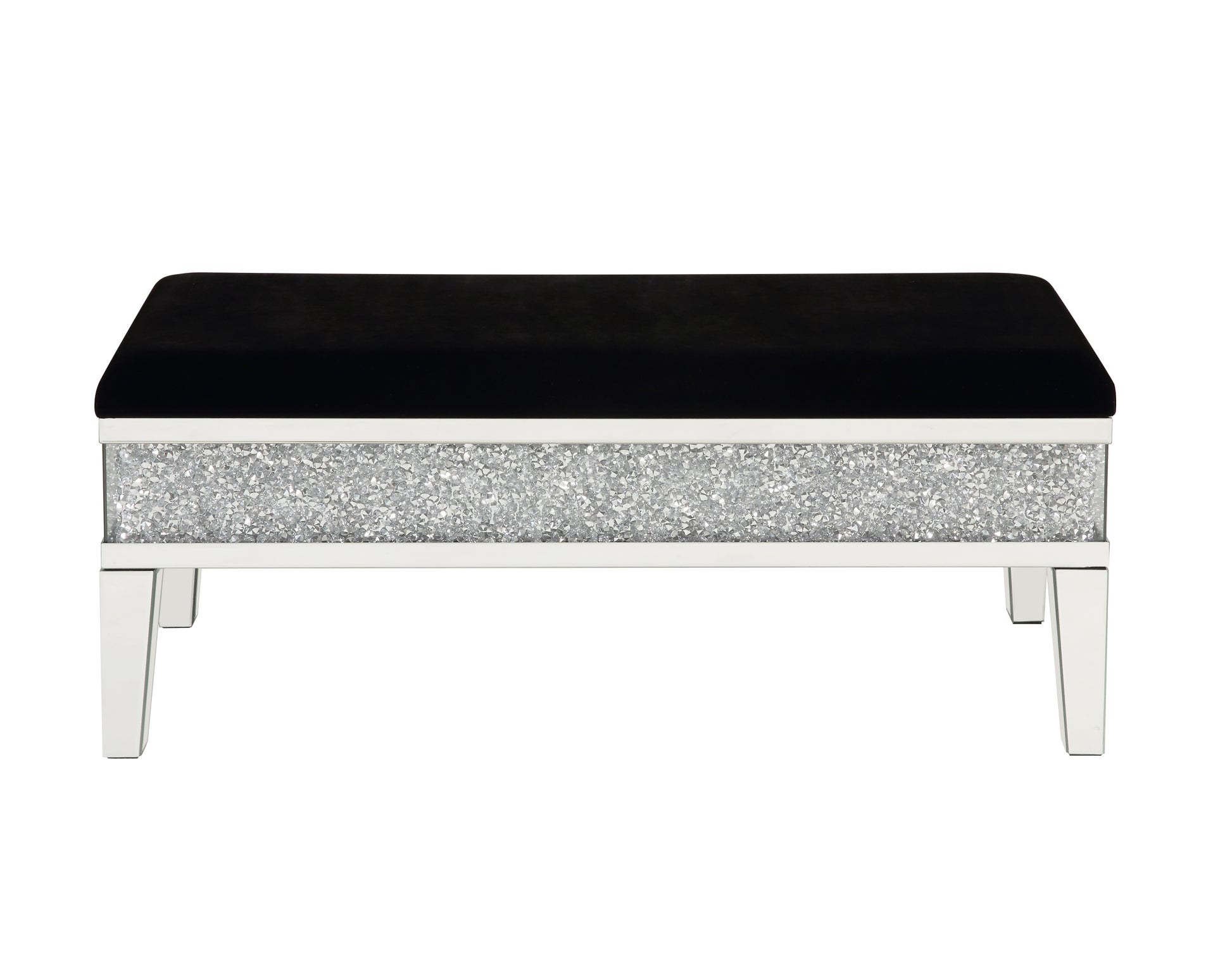 ACME Noralie BENCH W STORAGE Mirrored & Faux Diamonds silver-glass