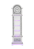 ACME Noralie GRANDFATHER CLOCK W LED Mirrored & Faux silver-glass