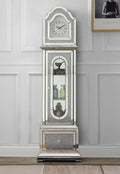 ACME Noralie GRANDFATHER CLOCK W LED Mirrored & Faux silver-glass