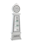 ACME Noralie GRANDFATHER CLOCK W LED Mirrored & Faux silver-glass