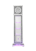 ACME Noralie GRANDFATHER CLOCK W LED Mirrored & Faux silver-glass