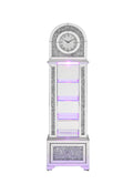 ACME Noralie GRANDFATHER CLOCK W LED Mirrored & Faux silver-glass