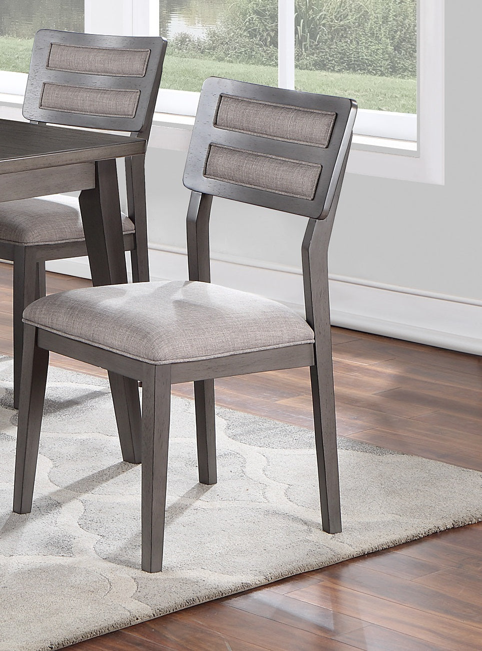 Beautiful Unique Set of 2 Side Chairs Dark Brown brown mix-gray-dining