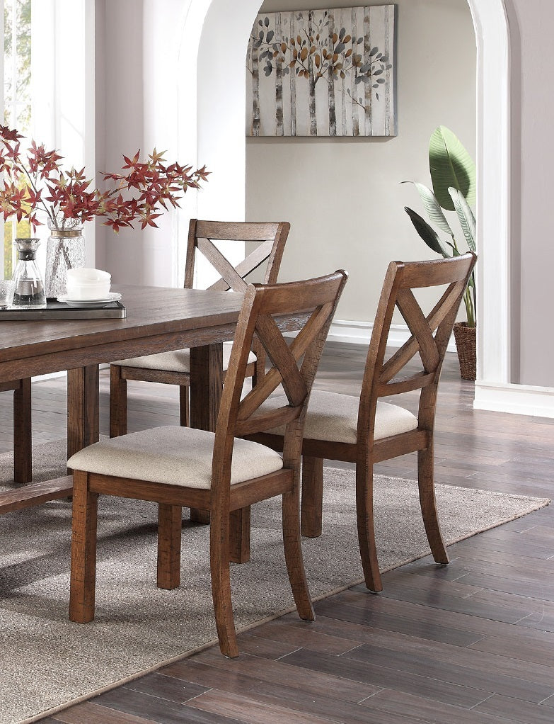 Dining Table 1x Bench and 4x Side Chairs Natural Brown brown-wood-dining room-bench