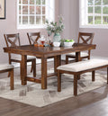 Dining Table 1x Bench and 4x Side Chairs Natural Brown brown-wood-dining room-bench