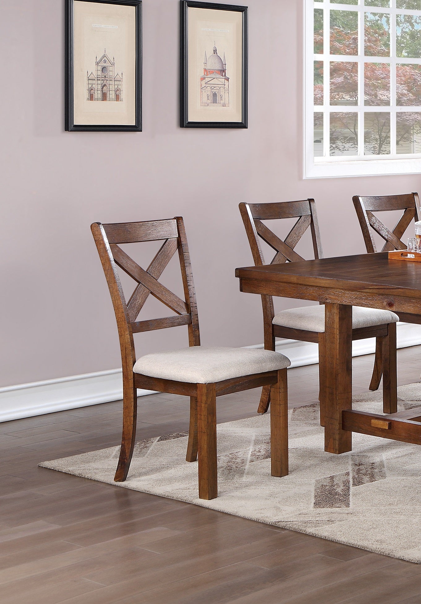 Dining Table 1x Bench and 4x Side Chairs Natural Brown brown-wood-dining room-bench