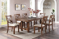 Dining Table and 6x Side Chairs Natural Brown Finish brown-wood-dining room-solid