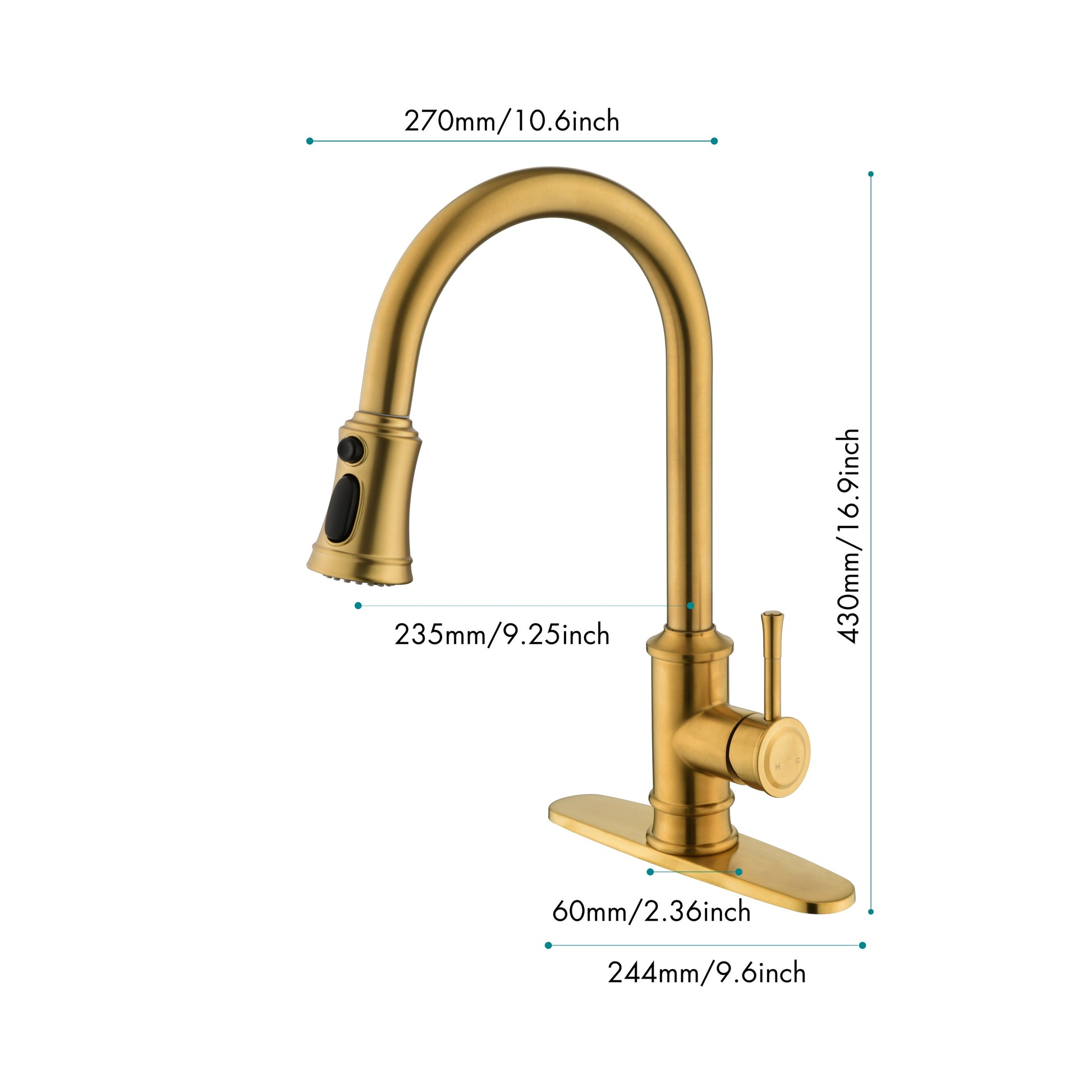 Single Handle High Arc Brushed Nickel Pull Out Kitchen gold-stainless steel