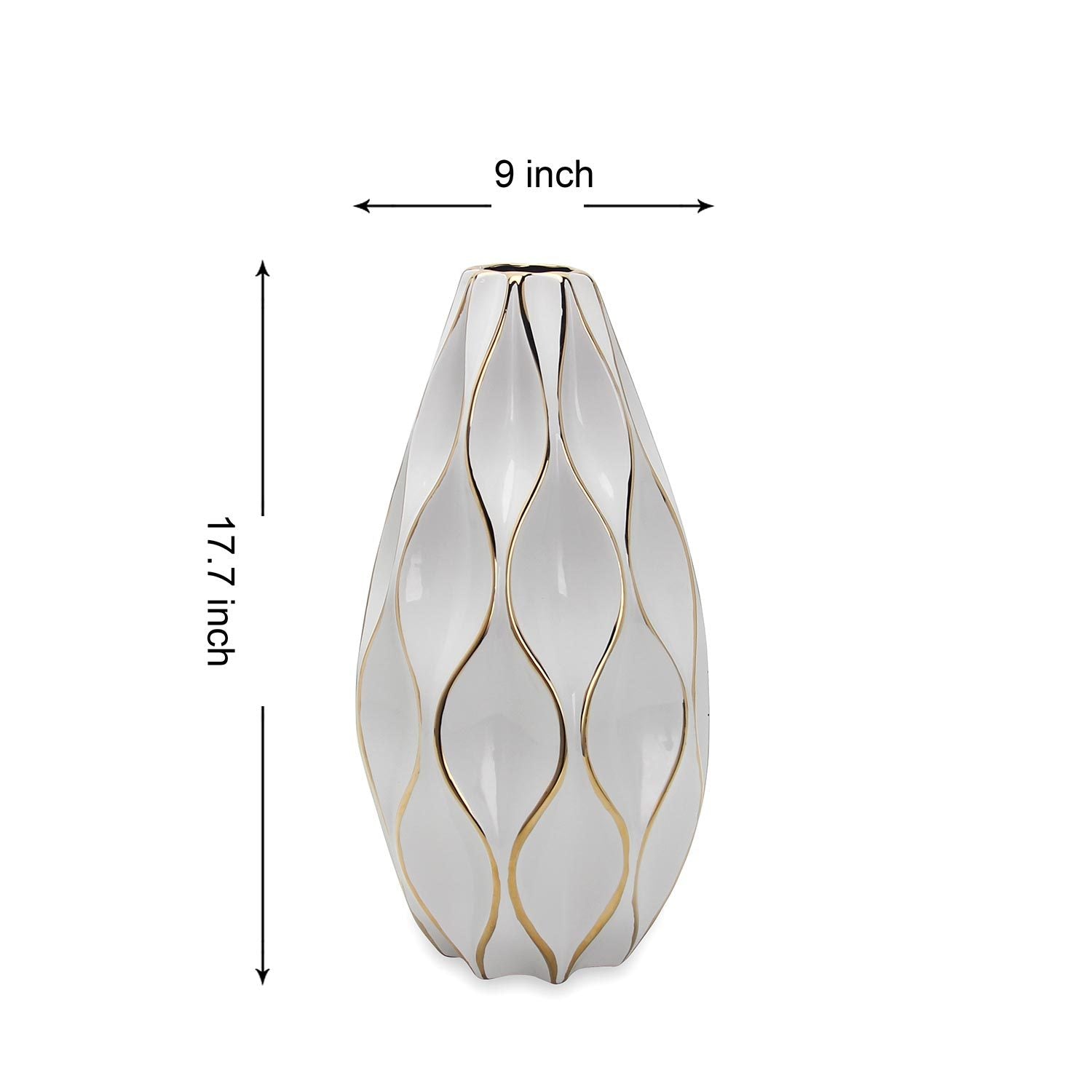 Elegant White Ceramic Vase with Gold Accents Timeless white-ceramic