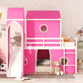 Full Size Bunk Bed With Slide Pink Tent And Tower