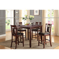5 Piece Counter Height Dining Set in Dark Brown dark brown-seats 4-fixed table-4