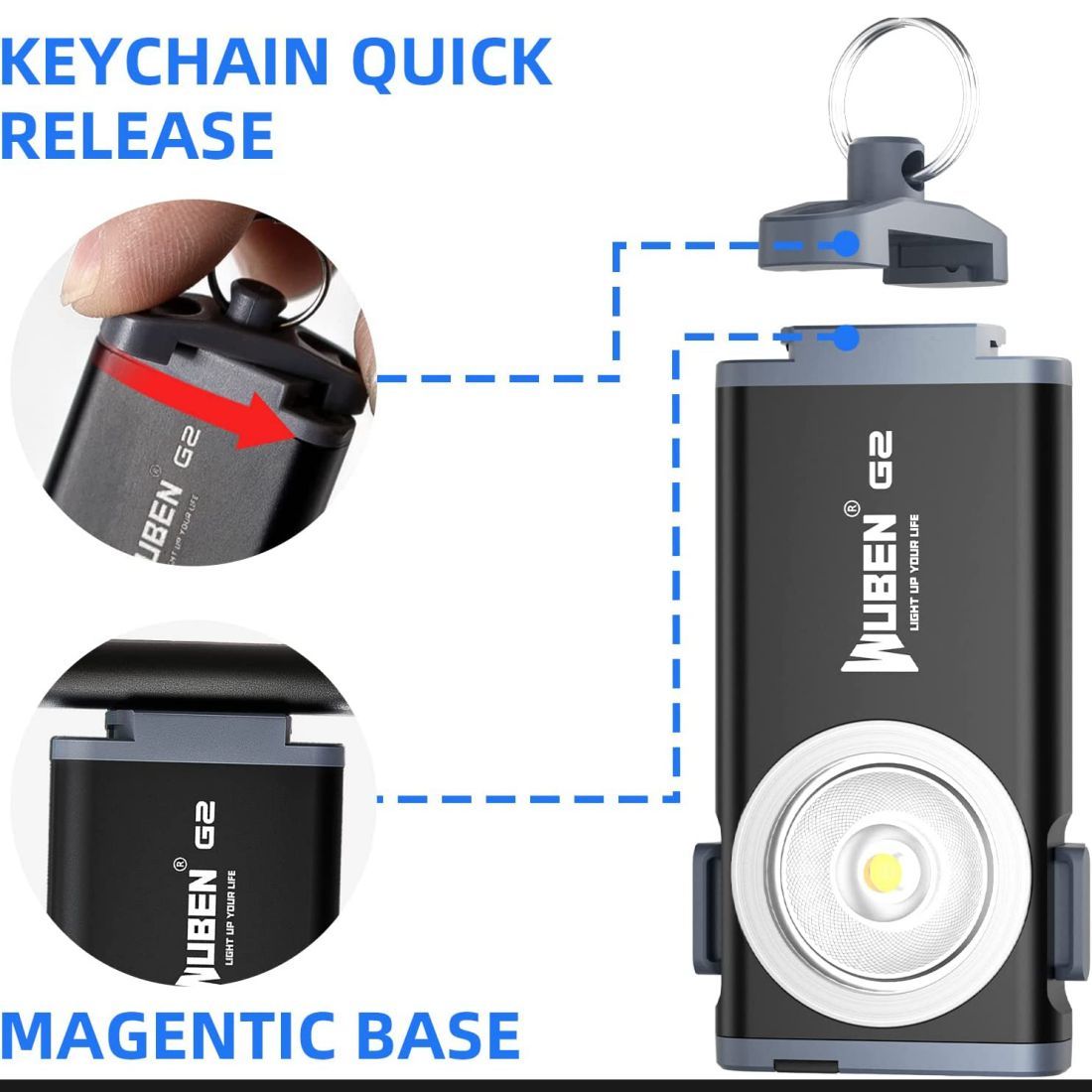 G2 mini flashlight key chain,5 modes small Led black-plastic