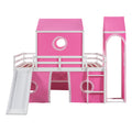 Full Size Bunk Bed With Slide Pink Tent And Tower