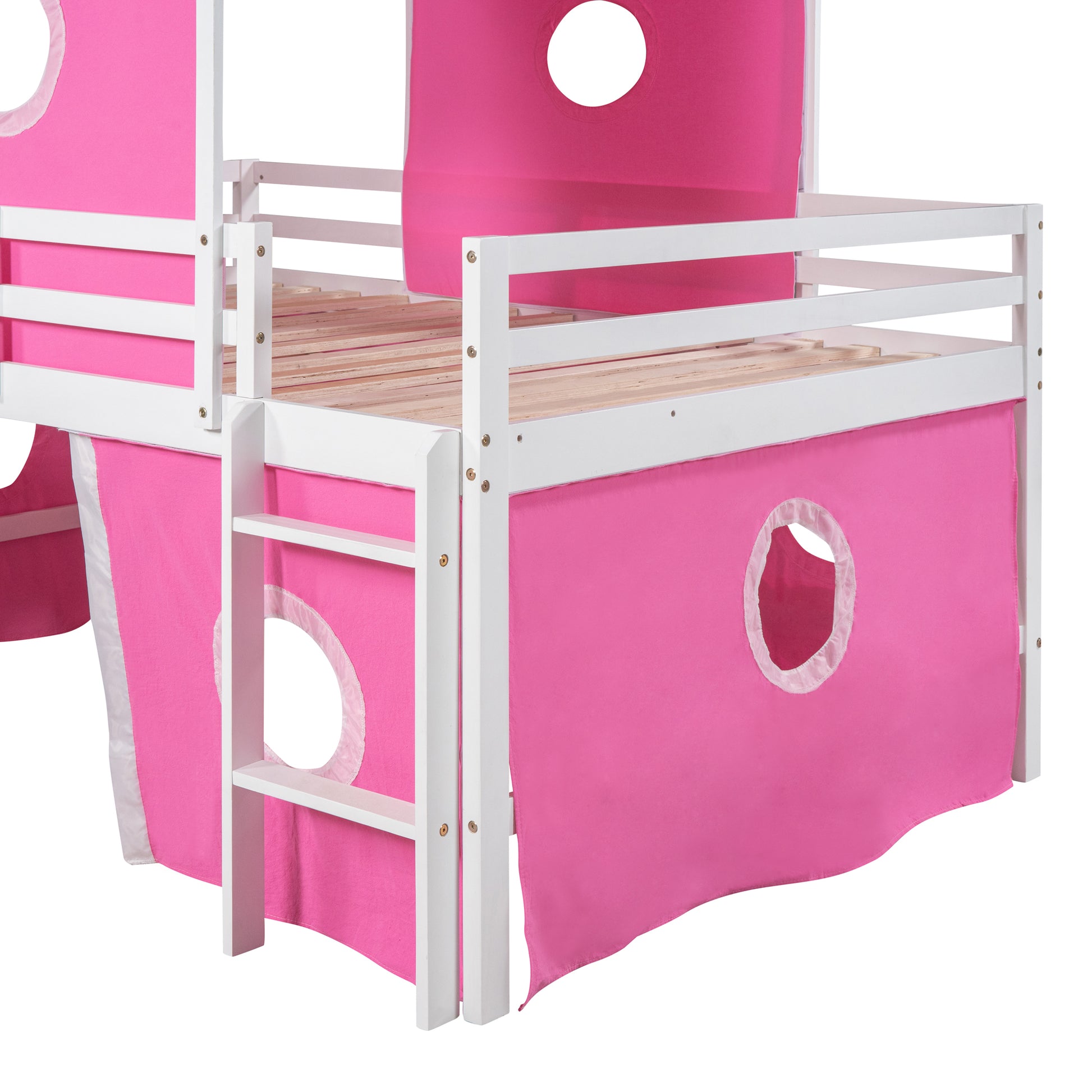 Full Size Bunk Bed With Slide Pink Tent And Tower